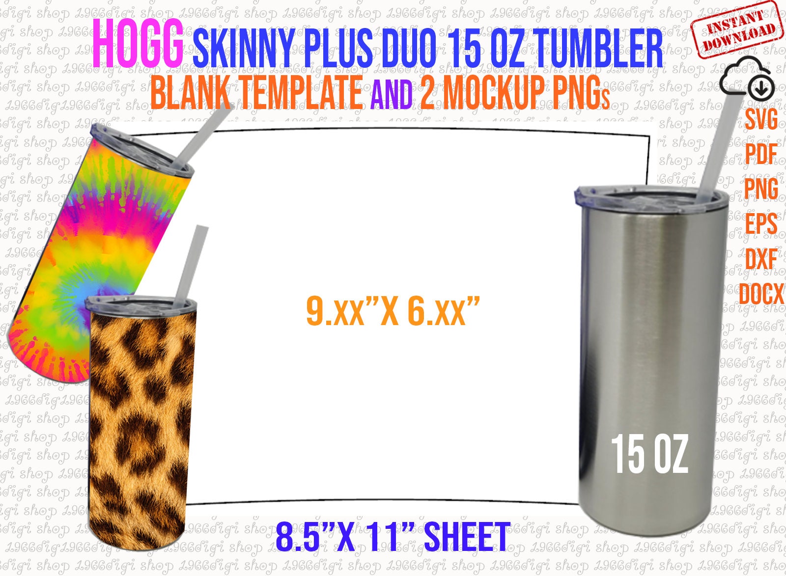 Hogg Plus Duo 15oz Tumbler Template Hogg Skinny Duo Plus Svg Etsy