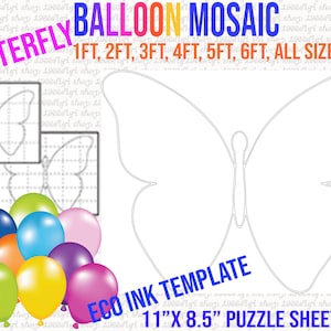 Modèle de mosaïque de ballons papillon : 1 à 6 pieds (PDF)