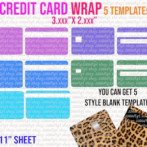 Modèle de carte de crédit, modèle de skin de carte de crédit, étiquette de carte de crédit 5 modèles de style, modèle d'emballage de carte de crédit, carte de crédit autocollant Svg