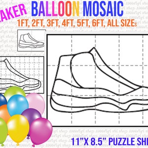 Mosaic sneaker, Mosaic Shoe, Balloon Frame Template 1 ft, 2 ft, 3 ft, 4 ft, 5 ft, 6 ft, Balloon sneaker, Shoe Mosaic Balloons, Sneaker, Pdf