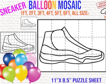 Mall för mosaik av sneakerballonger: Storlekar 1-6 fot (PDF)