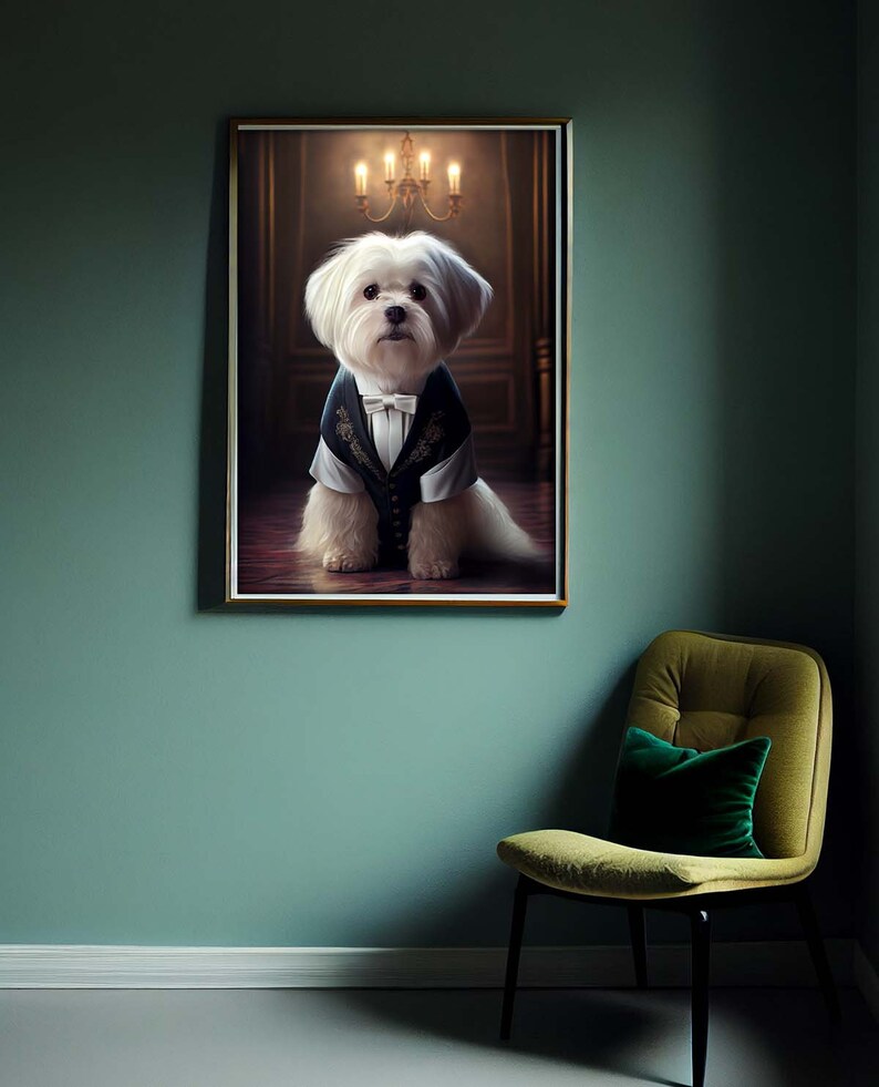 Maltese Dog Wearing A Tux Art Decor Instant Download Etsy
