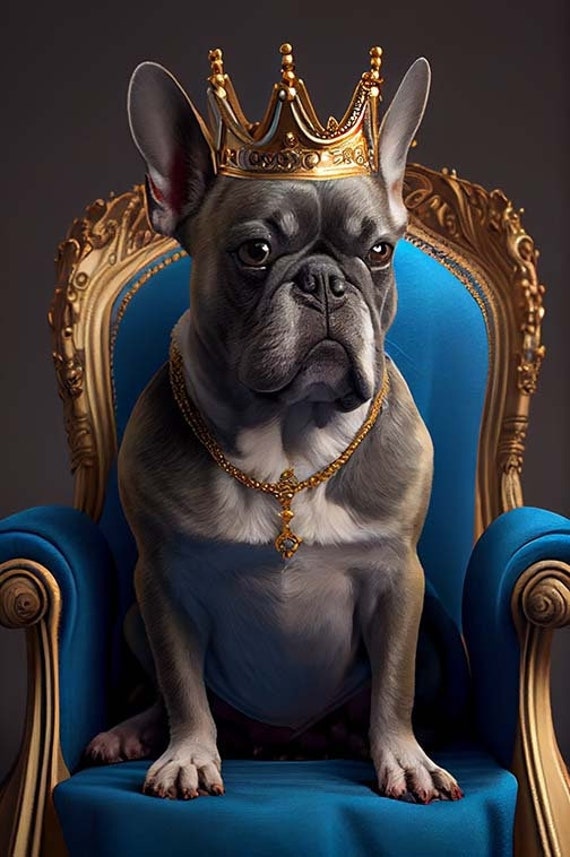 King French Bulldog Portrait Art Decor Instant Download Portrait