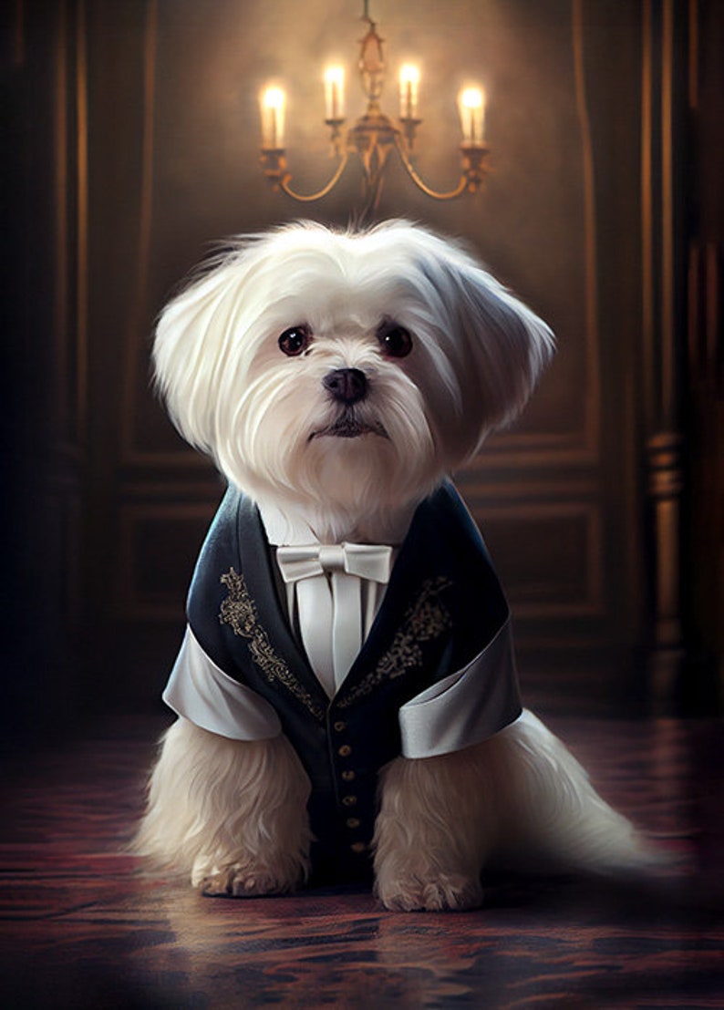 Maltese Dog Wearing A Tux Art Decor Instant Download Etsy