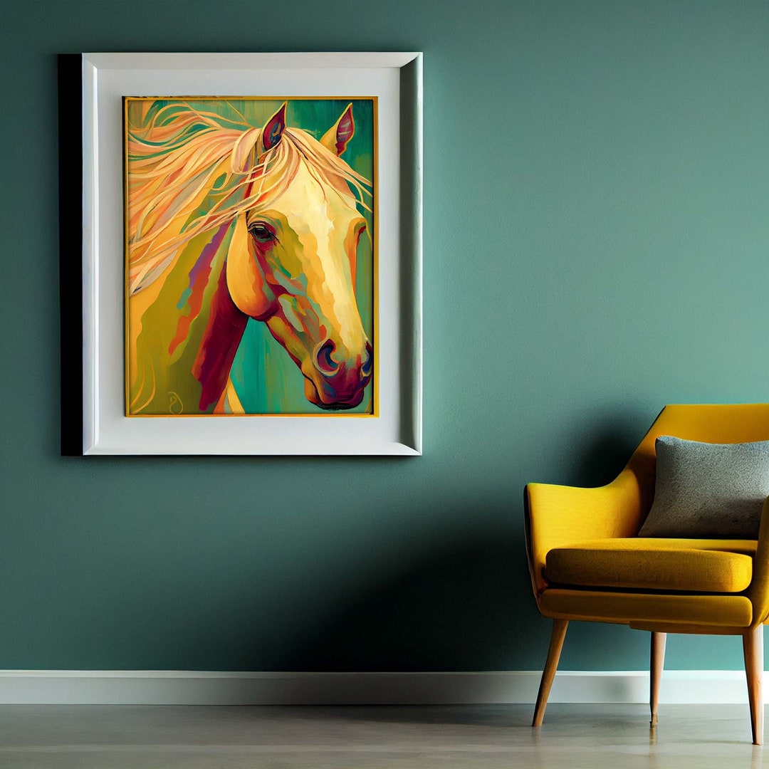 Watercolor Flowerly Horse Art Decor Instant Download Etsy
