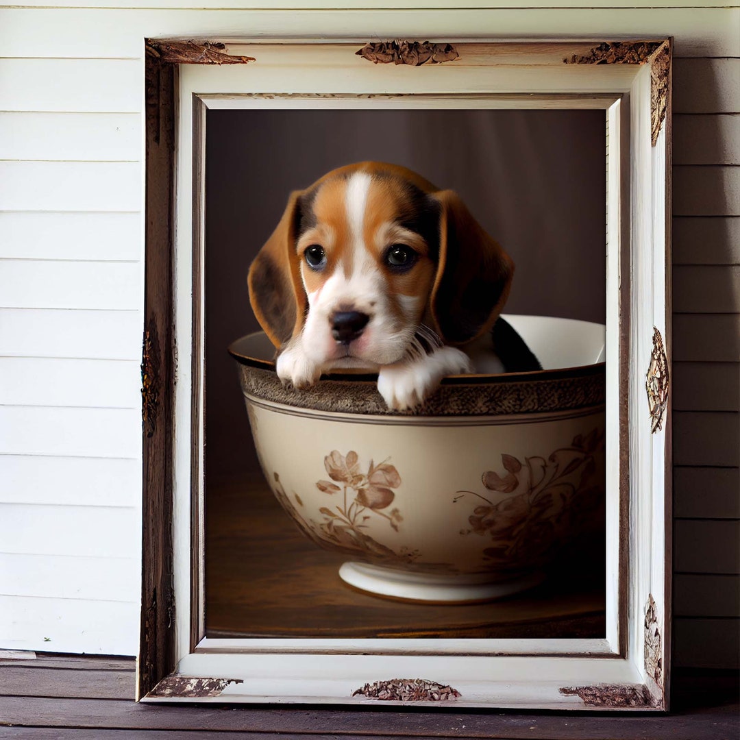 Beagle Inside a Tea Cup Art Print Beagle Home Décor Beagle Etsy
