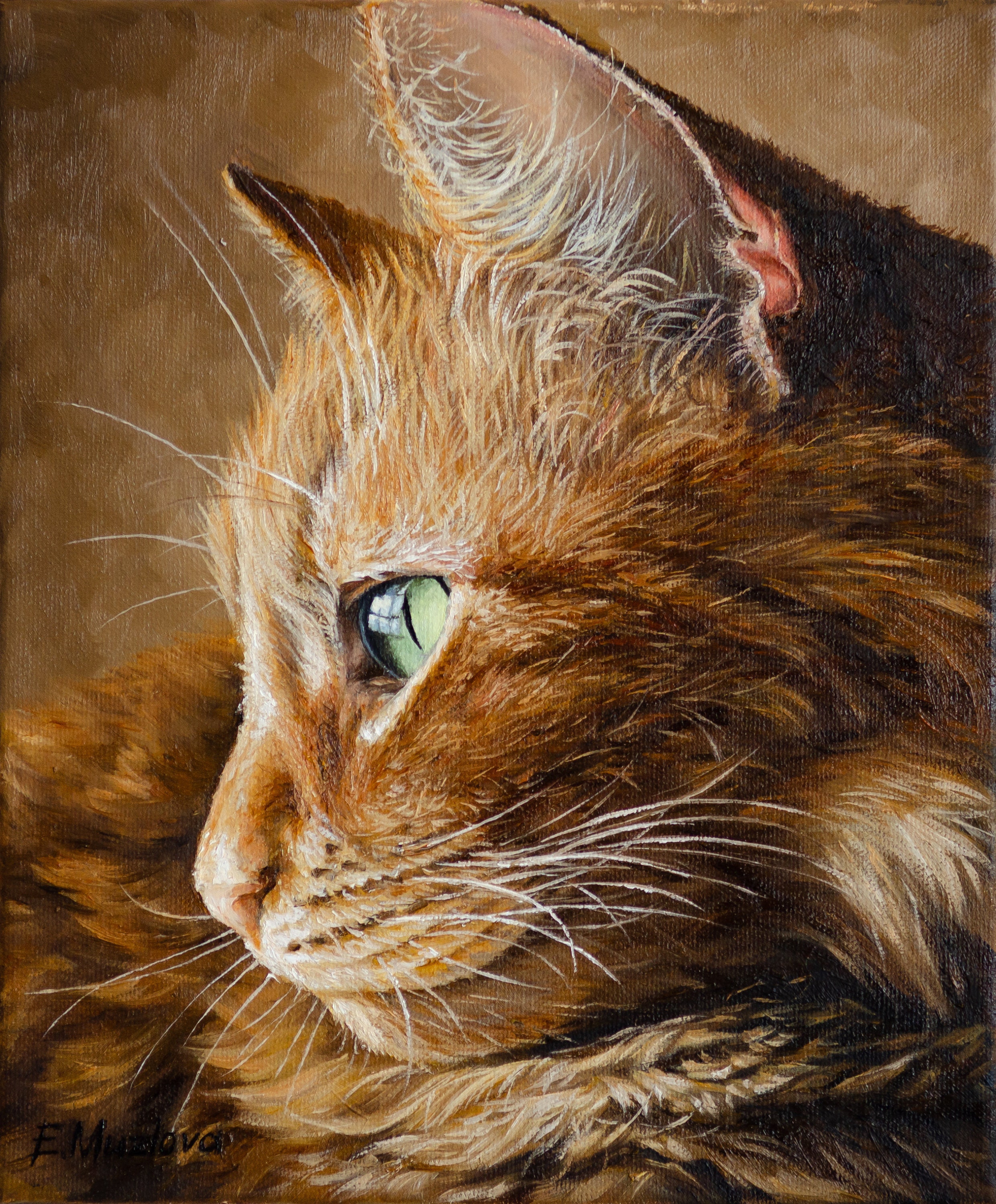 Red Cat Oil Painting on canvas Wall Art Living Room Decor Cat Etsy