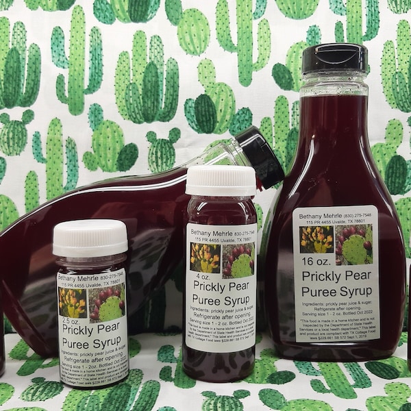 Prickly pear syrup - juice w/puree (LOTS of blended fruit bits)