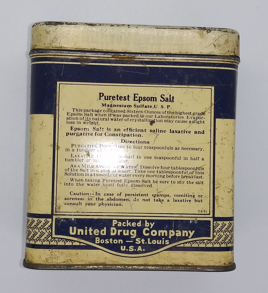 Vintage Tin Puretest Epsom Salt Box Etsy