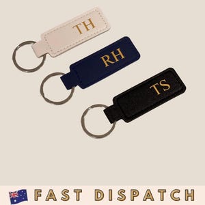 Monogrammed Vegan Leather Keychain | Personalised Initials Gift | Bridesmaid Gift