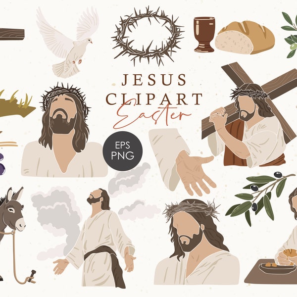 Jesus clipart, Christian clipart, Easter elements, Easter clipart, Printable Jesus Portrait, Bible history clipart, Scripture Png items