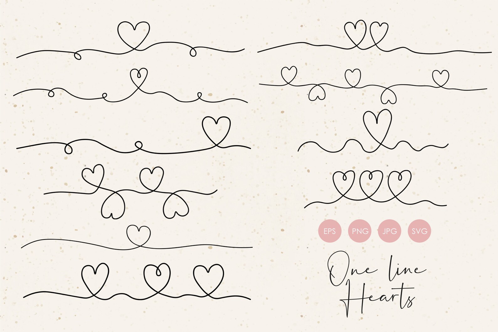 One Line Heart Clipart, Abstract Hearts Elements, Line Art Love PNG