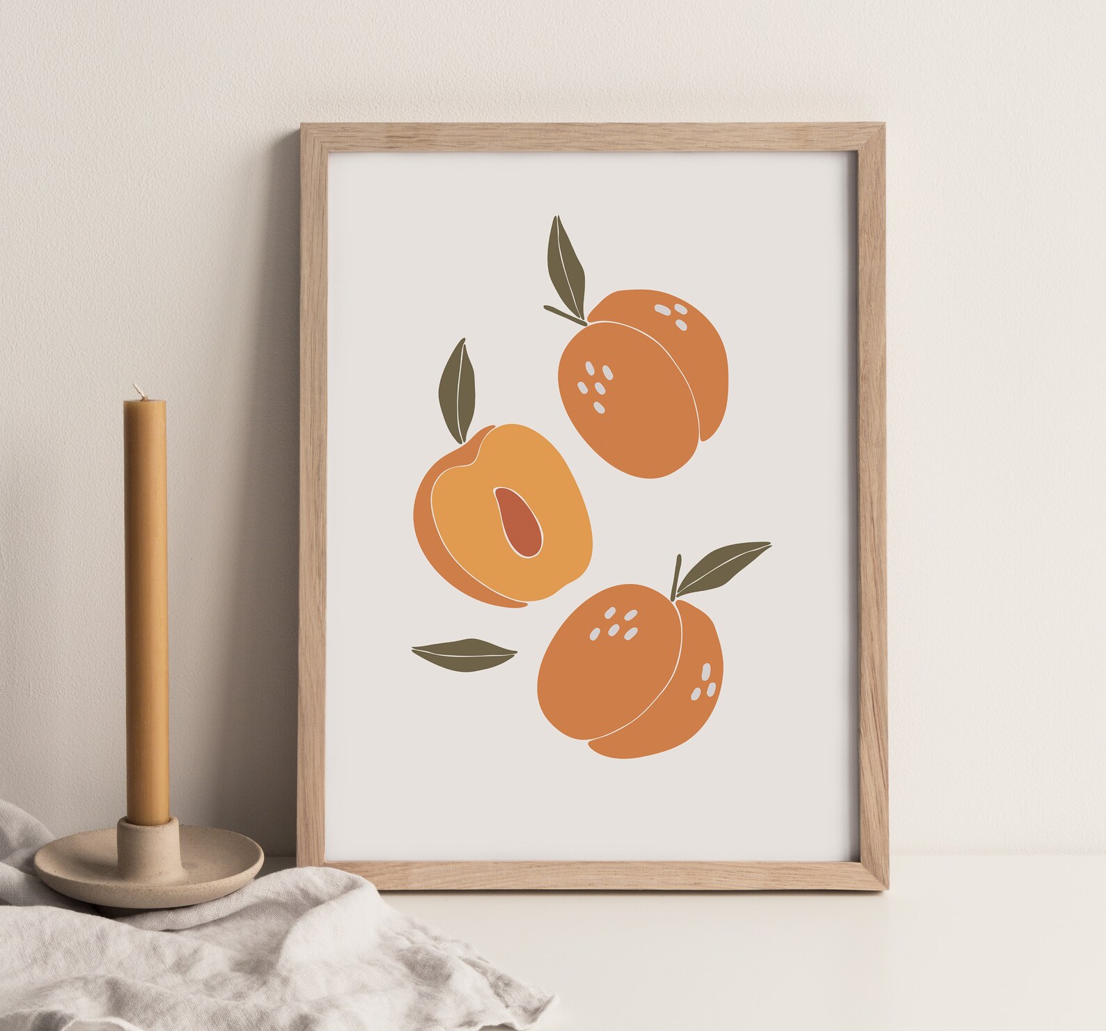 Boho Peach Wall Print Abstract Fruit Wall Print Digital Etsy