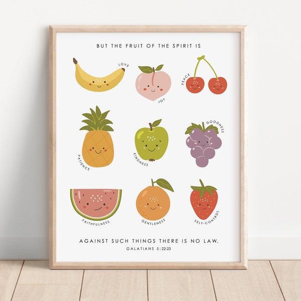 Fruit of the spirit baby poster, Bible verse wall art, Fruits wall poster, Biblical wall gift, Baby wall decor, Sunday school wall decor