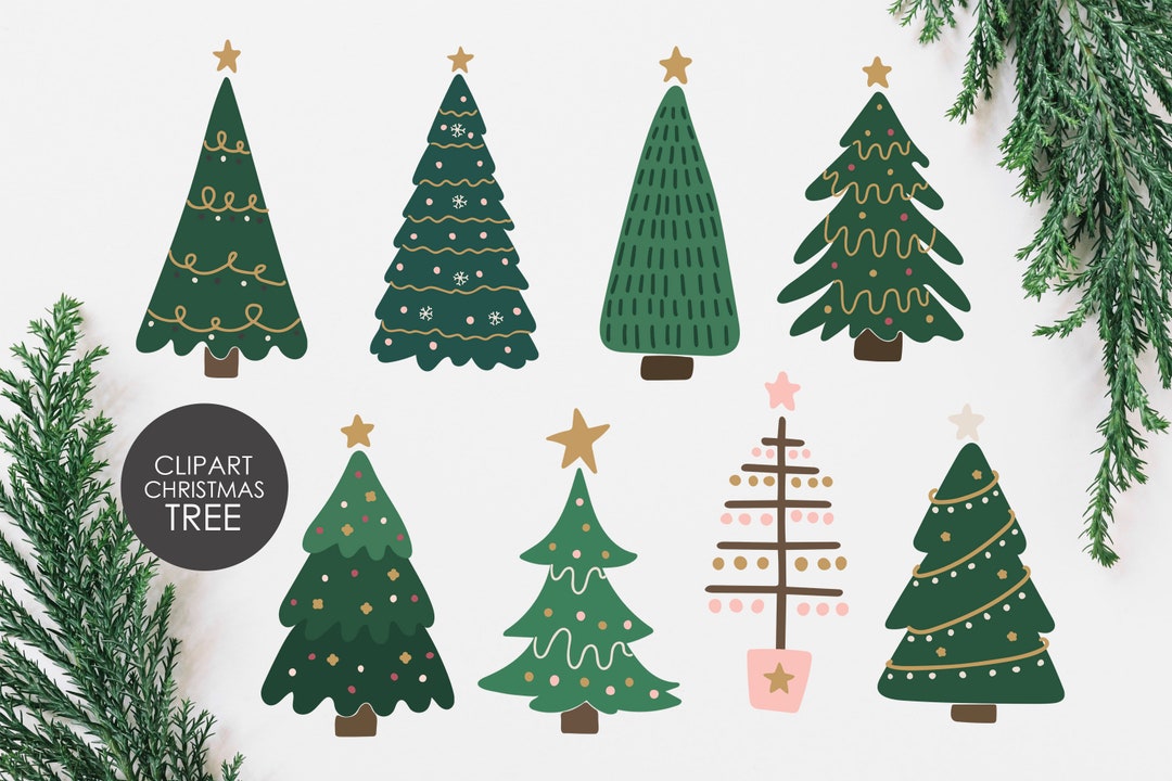 Christmas Tree Clipart, Boho Abstract Christmas Tree, Digital Holiday ...