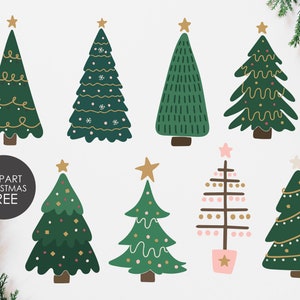 Christmas tree clipart, Boho abstract Christmas tree, Digital Holiday elements, Christmas items PNG