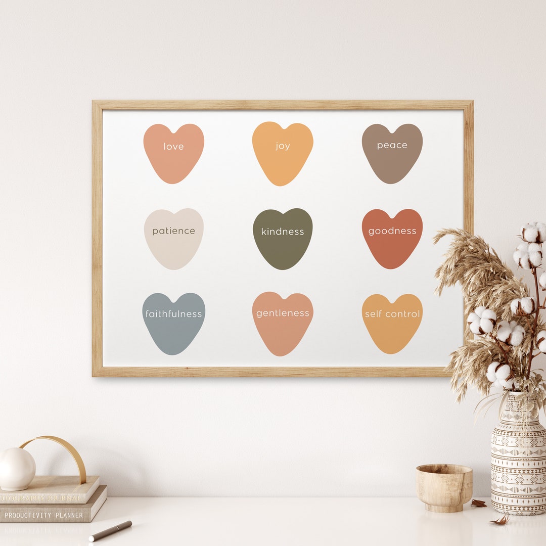 Fruit of the Spirit Scripture Wall Print, Bible Verse Wall Art, Boho ...