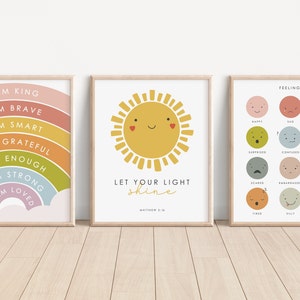 Set of 3 Educational Posters, Kids Wall Decor, Kindergarten Decor, Classroom Posters, Preschool Wall Prints, Affirmations, Feelings