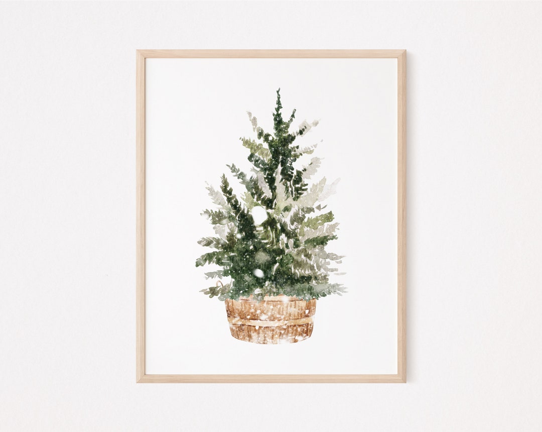Christmas Tree Wall Art Watercolor Tree Wall Print Holiday Etsy