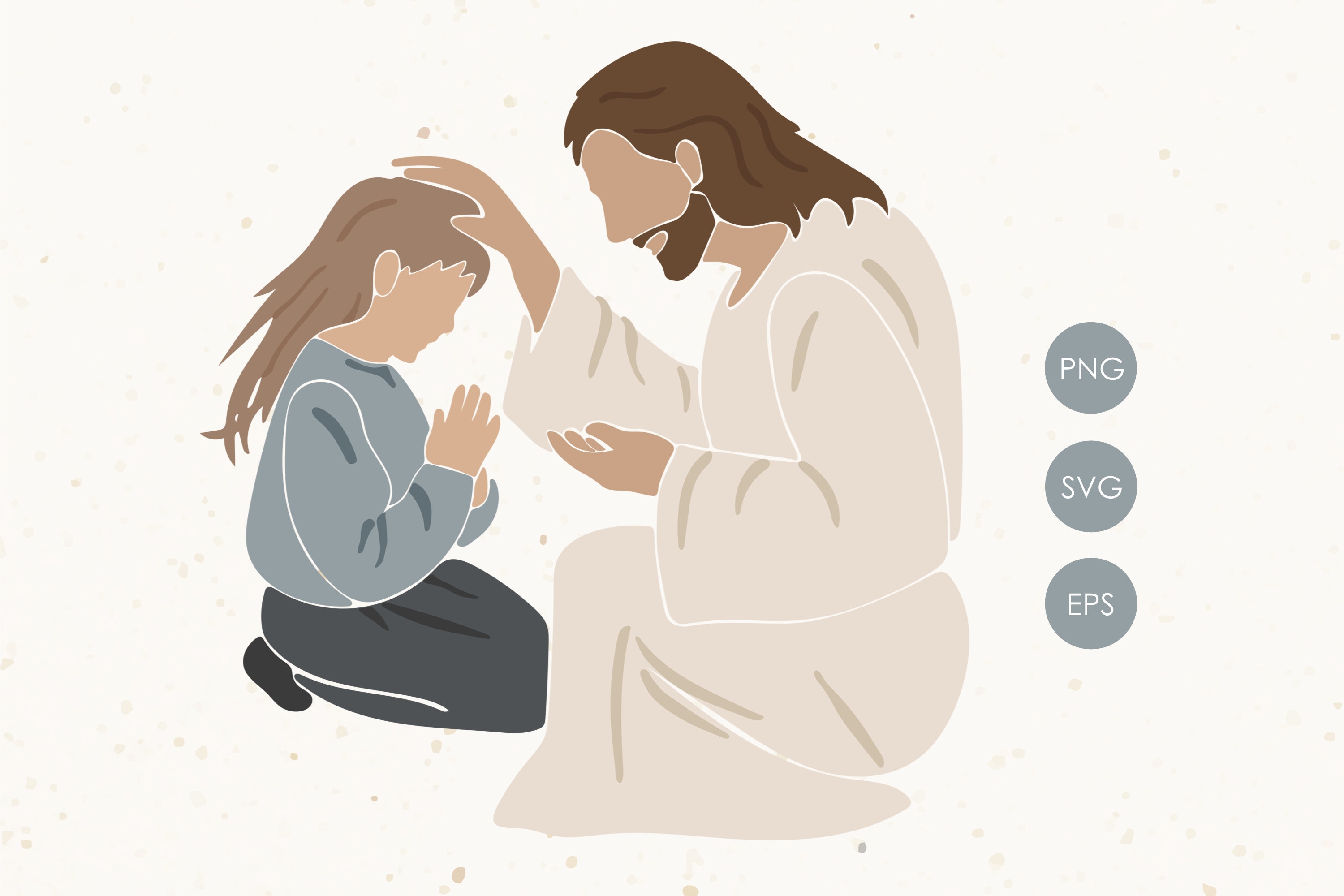 Jesus in Prayer SVG, Jesus Prays for Children PNG, Jesus Portrait Svg ...