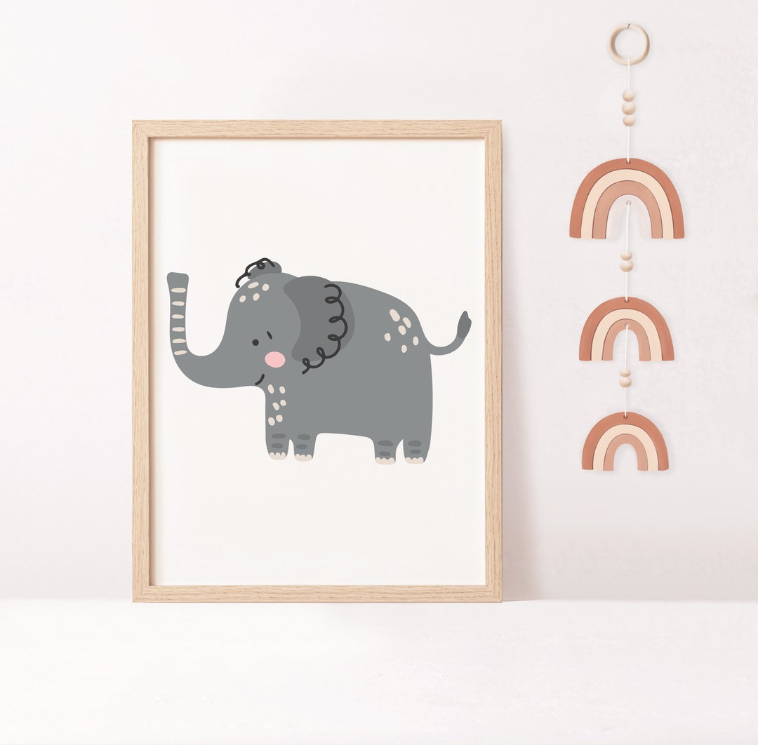 Elephant Wall Print, Baby Elephant Poster, Safari Portrait Wall Print