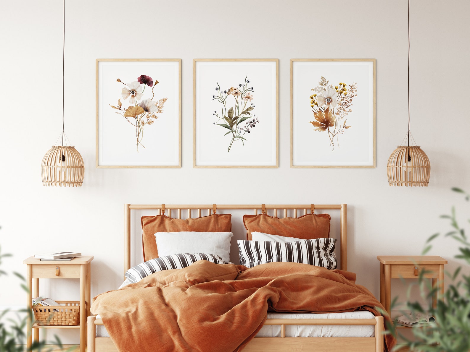 Poster Wildflower Incorniciato Con Ganci In Legno - Decorazione Naturale Per Pareti