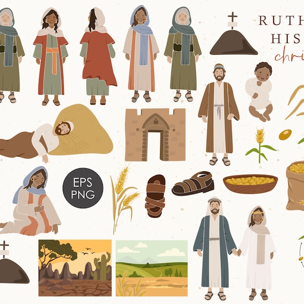 Ruth History clipart, Christian clipart, Ruth Bible elements, Ruth clipart, People Portrait, Bible history clipart, Scripture Png items