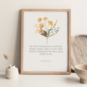 Scripture wall print, Christian floral poster, Proverbs verse print, Wildflowers wall print, Biblical quote print, Watercolor field flowers