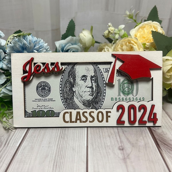 2024 Personalized Graduation Money Gift Holder, Graduation Cash Holder, Custom Gift For Graduation, Class of 2024 Gift Holder, Gift For 2024