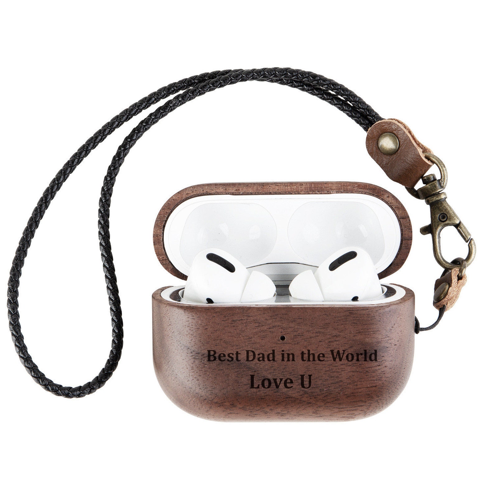 Personalized Airpods Pro Wood Leather Case Custom Engraved Etsy