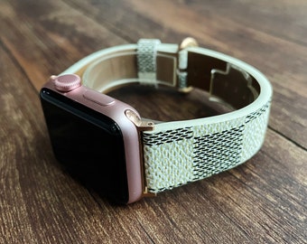 Fitbit Versa 2 Kariertes Lederarmband, Fitbit Versa 1/2/3 Armband, Fitbit Sense Fitbit Kariertes Lederarmband für Mann und Frau