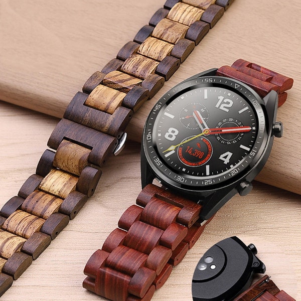 Bracelet de montre en bois 20 mm 22 mm, Galaxy 46 mm, Bracelet de montre personnalisé Gear S3 Galaxy Watch 42 mm, Bracelet de montre en bois Galaxy Active 2 Gear S2