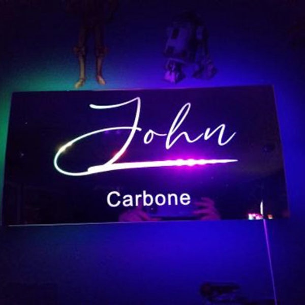 Personalized Led Name Mirror, Custom Acrylic Mirror Neon Sign, Personalized Led Mirro Lamp, Name Neon Mirror Sign Home Decor