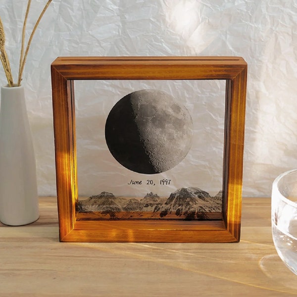 Personalized Moon Phase Night Light, Custom The Moon You were Born Frame Lamp, The Date We Met Moon Phase, Wedding Anniversary Gift