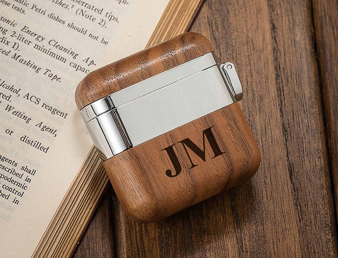 Custom Engraved Airpods Wood and Stainless Steel Case Etsy
