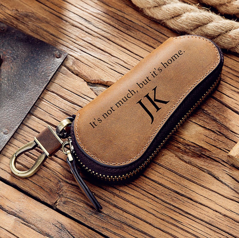 Genuine Leather Key Case Custom Engraved Car Key Holder Key Etsy