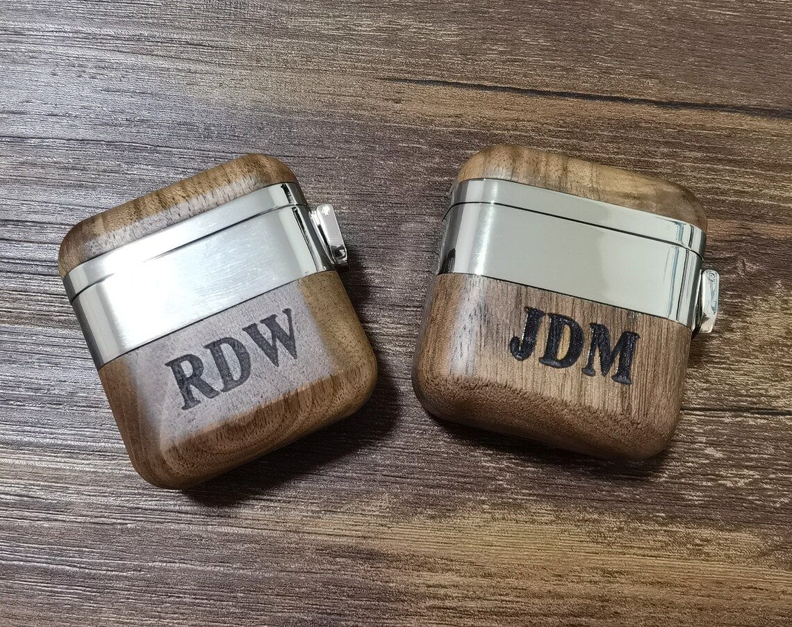 Custom Engraved Airpods Wood and Stainless Steel Case Etsy