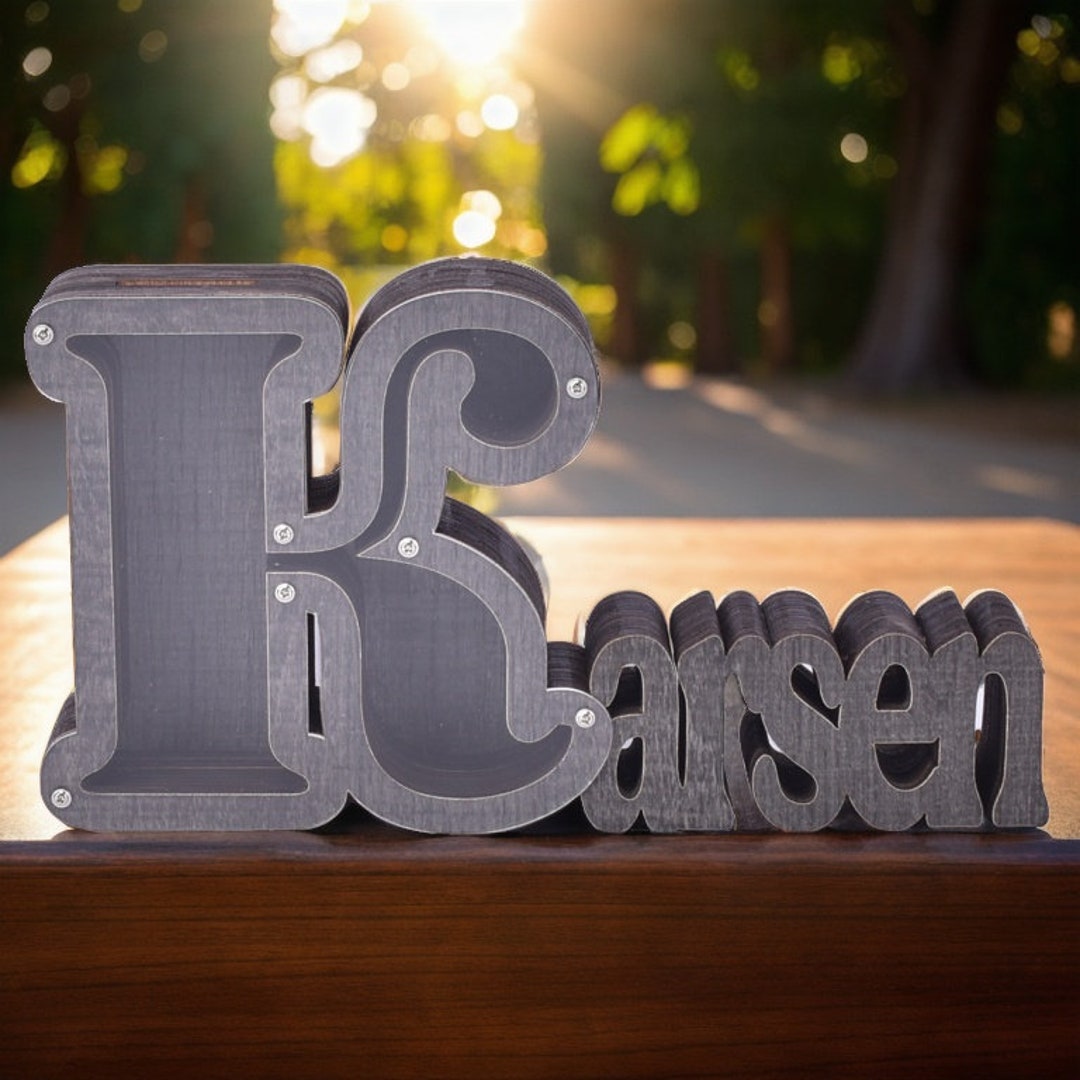 Custom Letter Piggy Bank With Name, Wooden Initial Piggy Bank for Boys