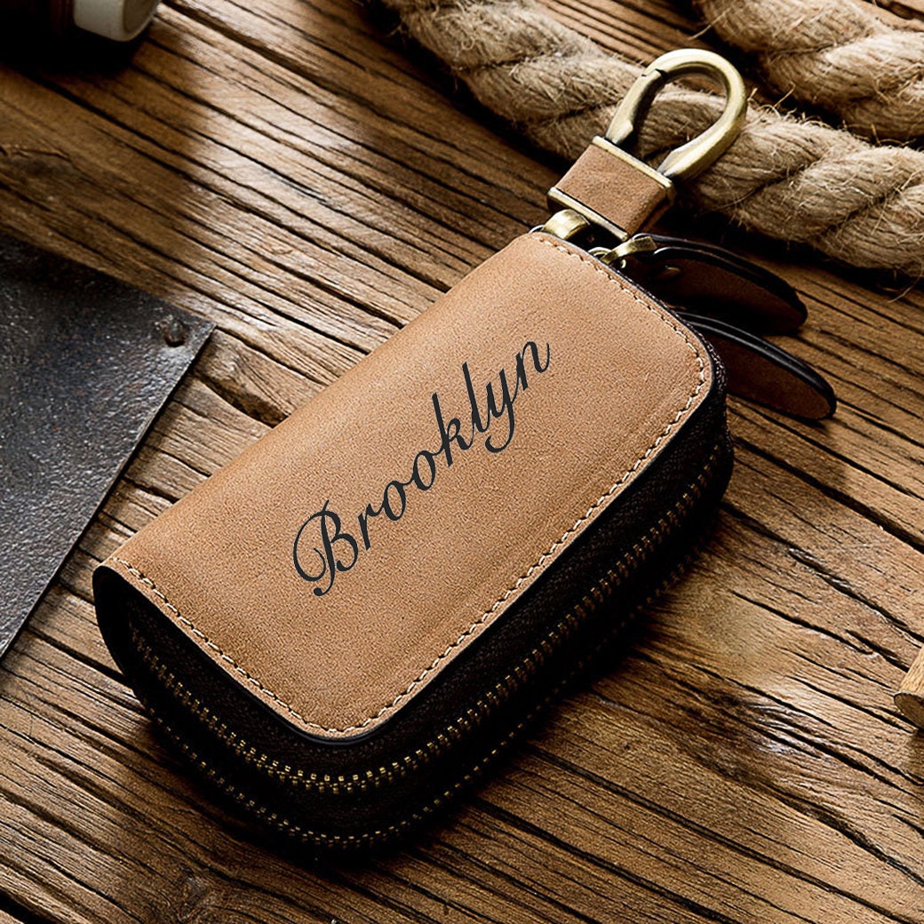 Genuine leather key best sale pouch