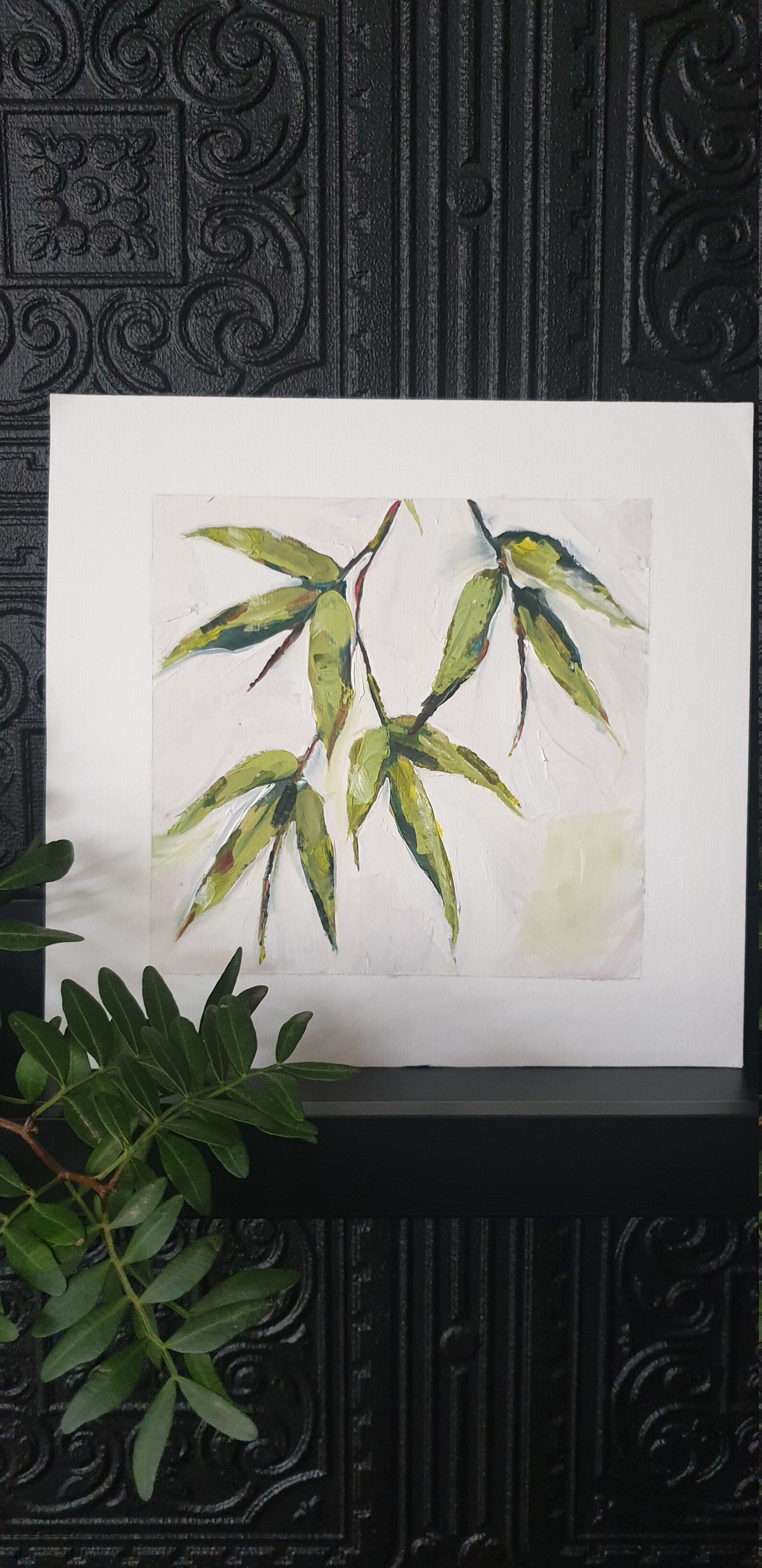 Botanical artwork bamboo plant oil painting Etsy