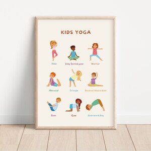 Kids Yoga, Kids Poses Poster, Children Yoga Poster, Kids Yoga School, Kids Stretches