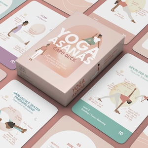 Jeu de cartes Asanas de yoga avec indications, modifications et mises en garde - Yoga débutants, étudiants en formation de professeur de yoga et professeurs de yoga