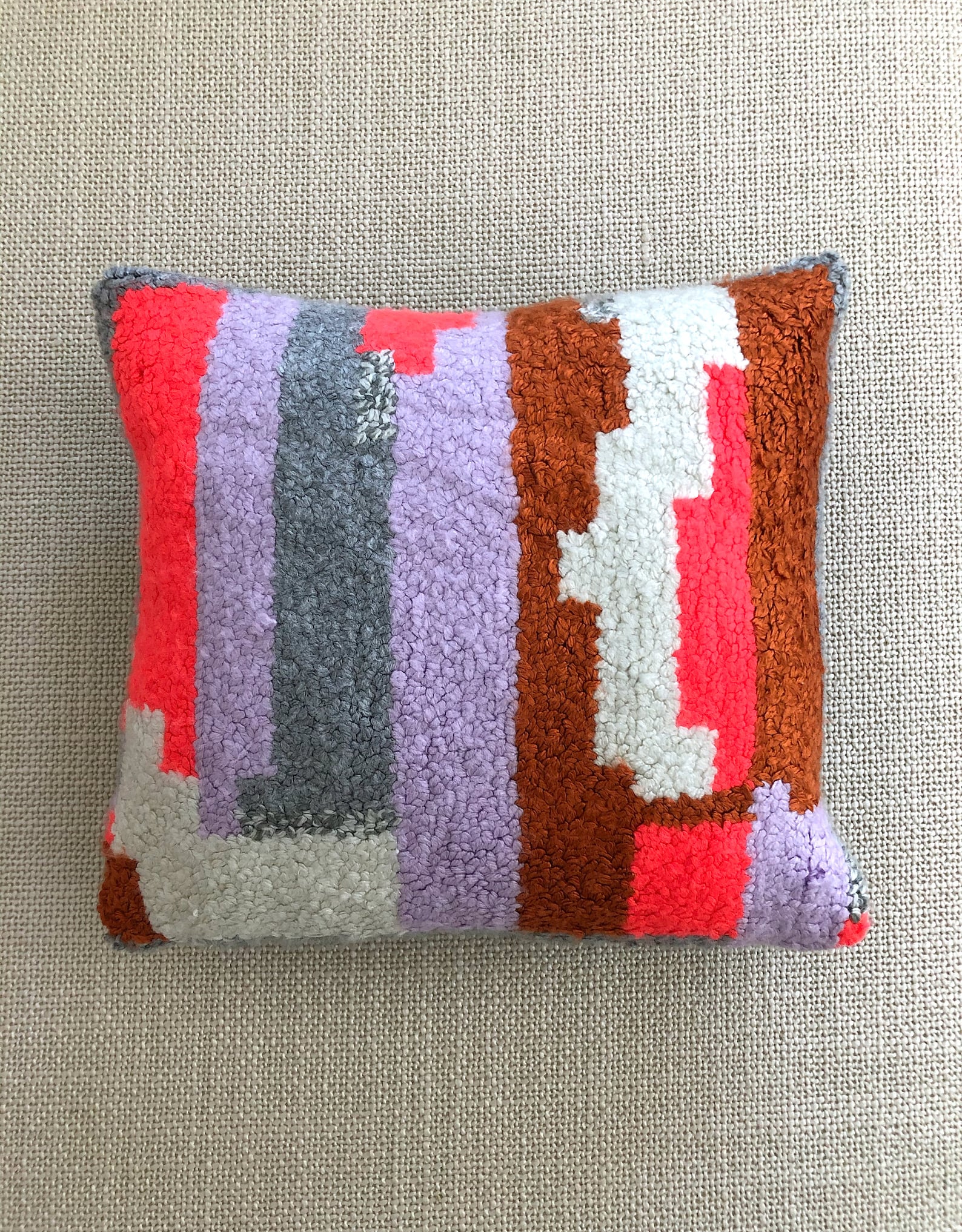 Handmade Punch Needle Pillow 84 with Velvet Back 12x12 Etsy
