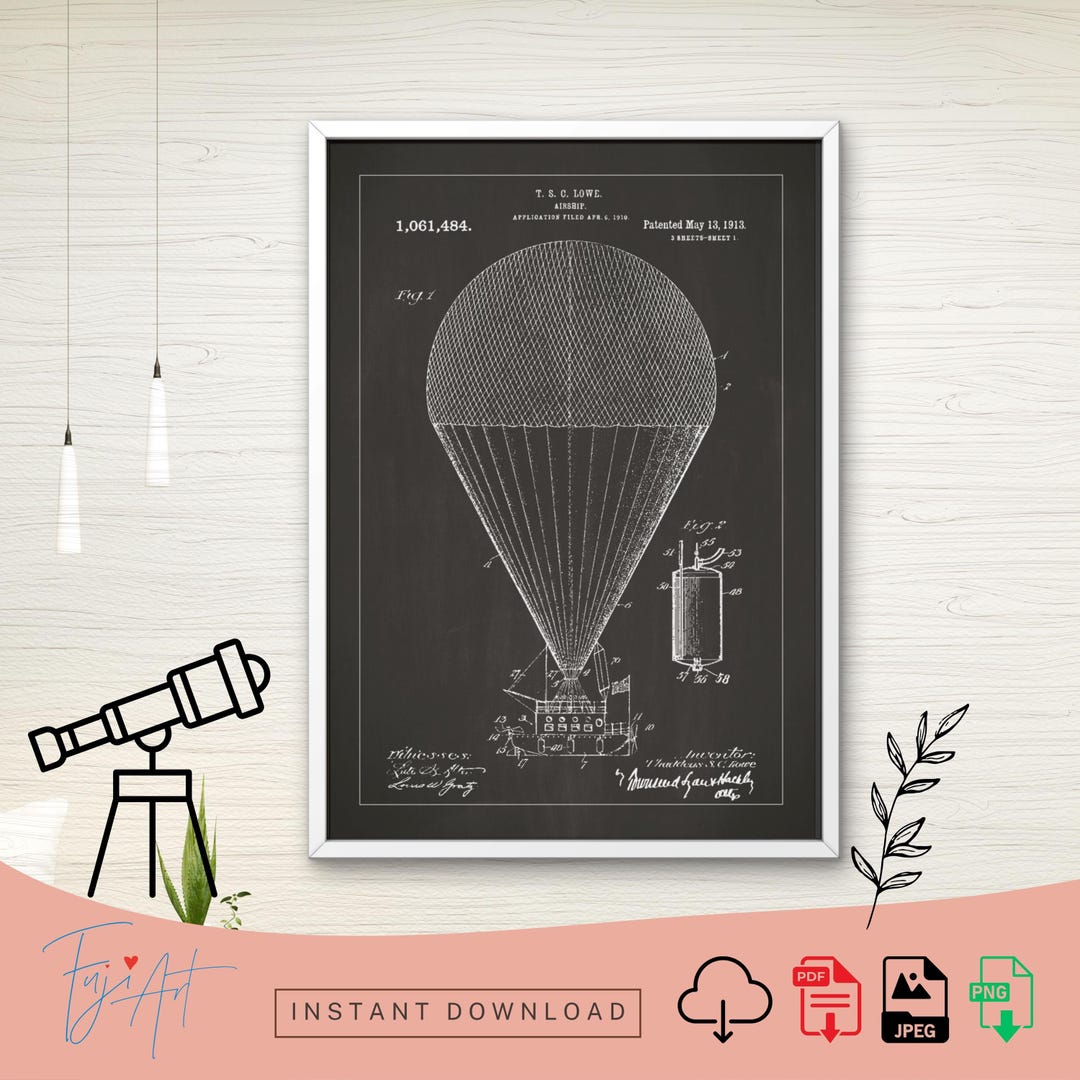 Airship Blueprint for Home, Airship Wall Art, Home Decor Printable ...