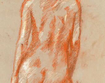 Nude female form booty silhouette feminist oil pastel art print Art