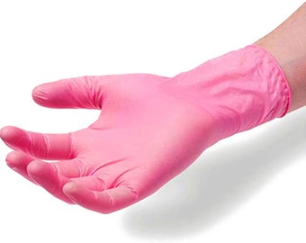 Pink Gloves Vinyl & Nitrile Mix Size Large 100 Box Powder Free
