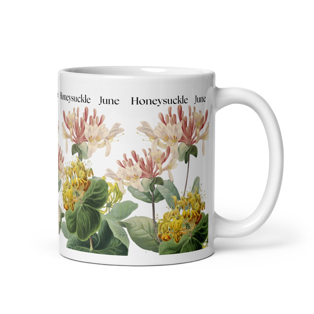 June Birth Flower Gift Mug Honey Suckle Floral Custom Etsy