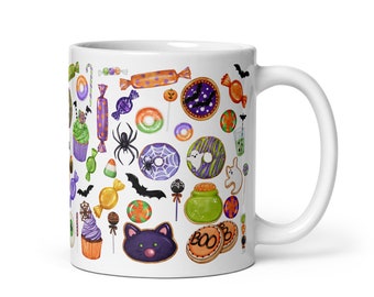 Trick-or-Treat Delights Coffee Mug - Halloween Ceramic Cup - Spooky Seasonal Decor - Perfect Gift for Treat Lovers