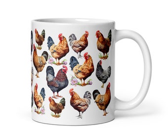 Taza de café amante del pollo, taza de café para los amantes del pollo, taza de pollo, regalo de pollo lindo, taza de granja agrícola de granjero