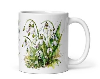 Snowdrop Flower Coffee Mug: Spring Floral Ceramic Mug